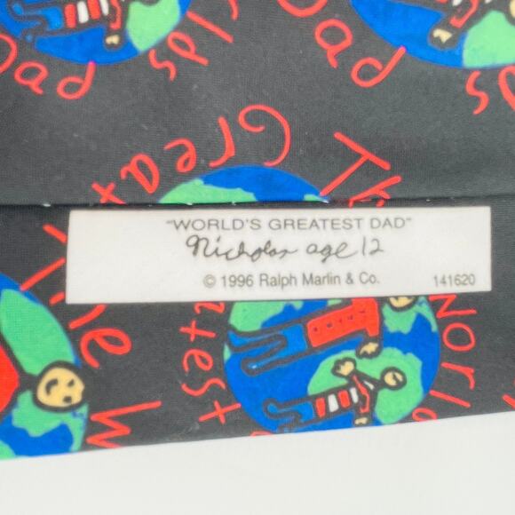 Ralph Marlin Vintage World's Greatest Dad Novelty Fun Colorful Mens Tie - Picture 5 of 8